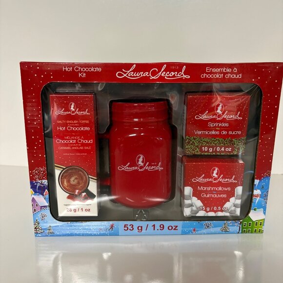 Laura Secord Hot Chocolate Kit Jar Mug Salted English Toffee Flavor Sealed Gift - Picture 1 of 5